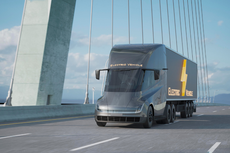 Electric Vehicle Represented in Industrial 3D Animation for Logistics Software.